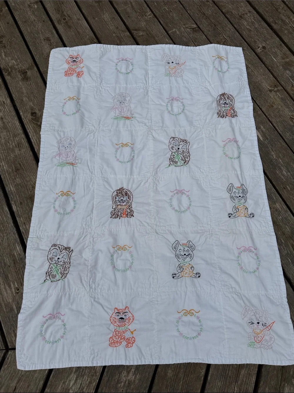 Vintage embroidered baby blanket